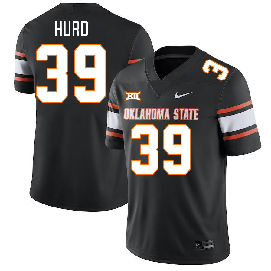 Men #39 Christian Hurd Oklahoma State Cowboys College Football Jerseys Stitched-Black